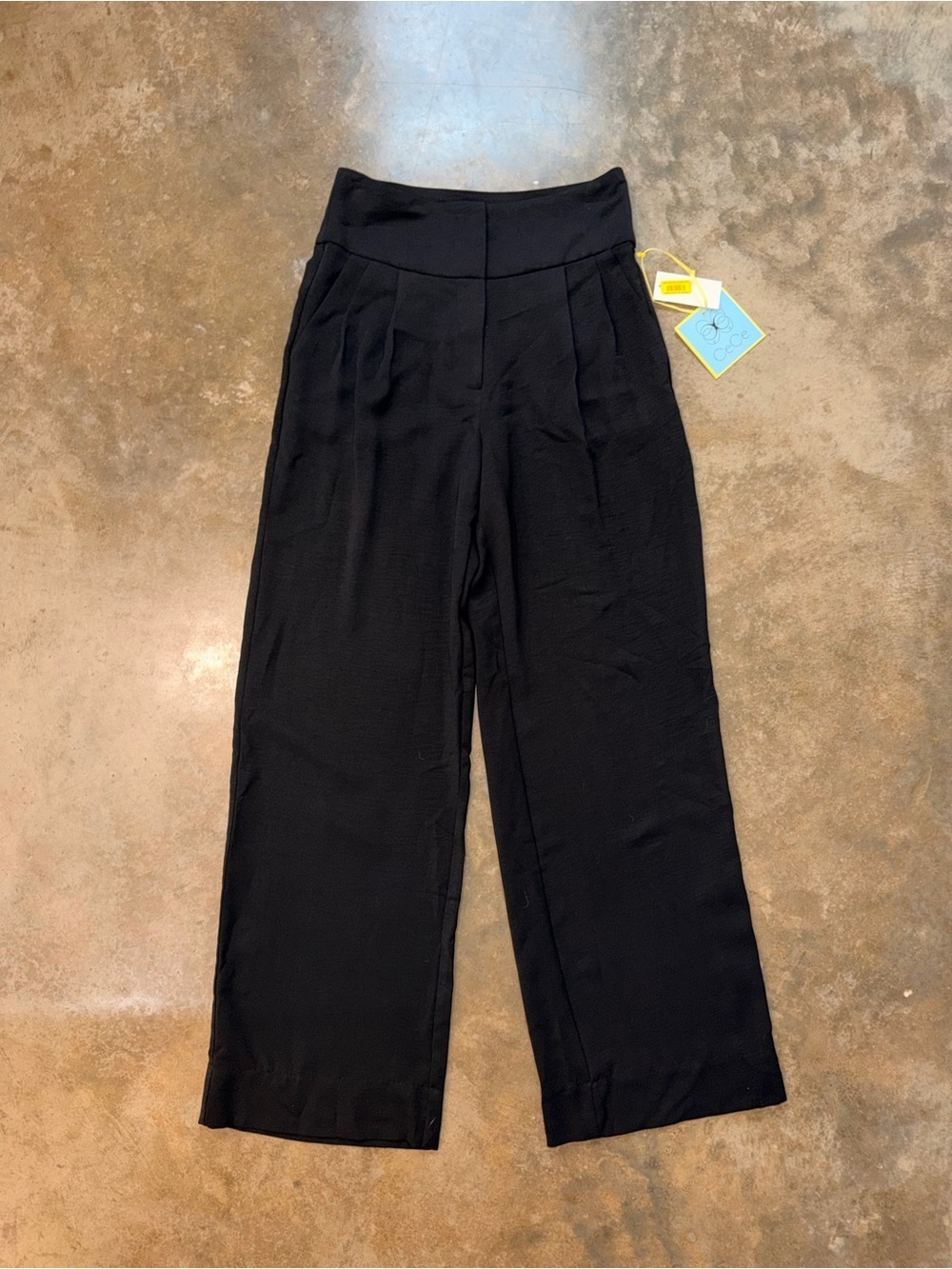 CeCe Black High Rise Wide Leg Trouser Pants NWT Size 2 Career Office